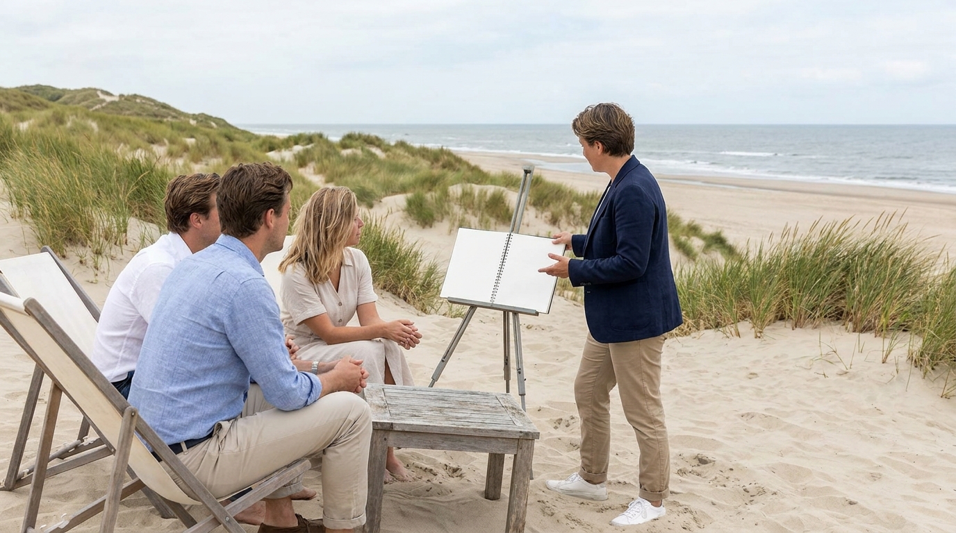 vergaderen aan het strand